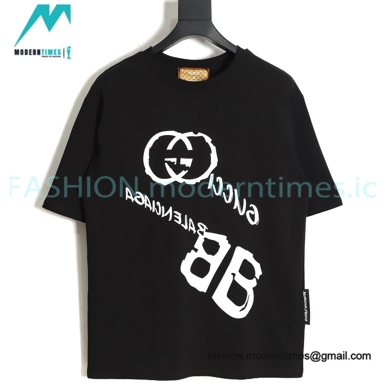 Gucci - Balenciaga Double G-B Print Short Sleeve T-shirt